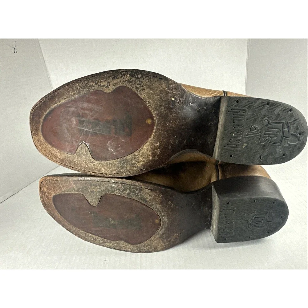 Gold Rush Cowboy Western Boots Black Brown Made In Mexico Size 27.5 MX / 8.5 US